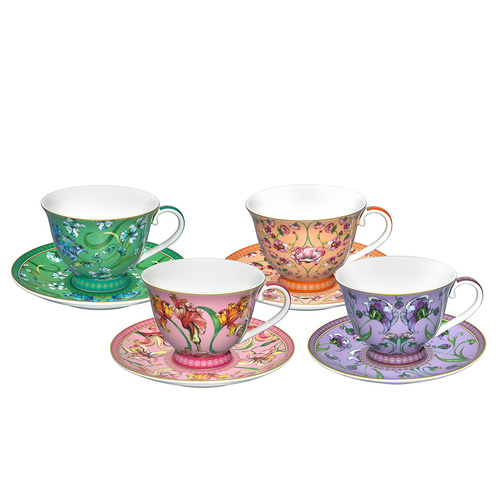 Mystique Tall Cup & Saucer set of 4