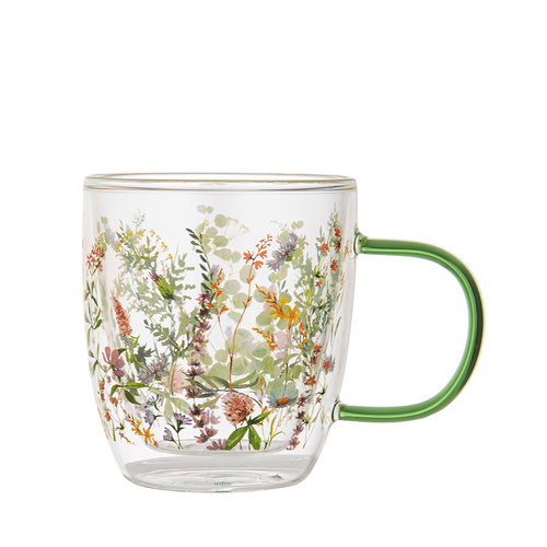 Wildflowers Double Walled Glass Mug