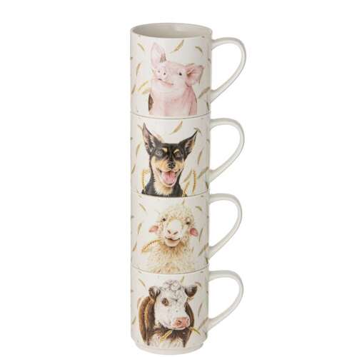 Farmyard Faces Stackable Mug set of 4