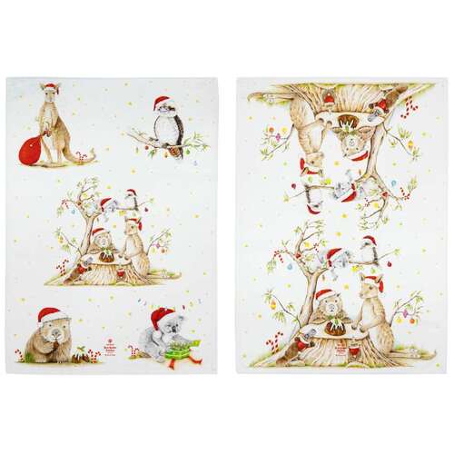 Bush Buddies Christmas Tea Towel - pack of 2