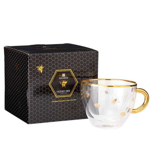 Honey Bee Collection double walled glass Tea Cup